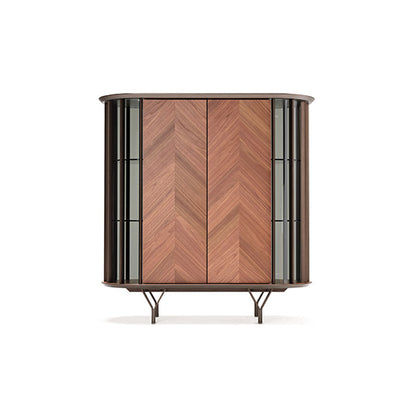 Modern wooden sideboard with transparent glass side
