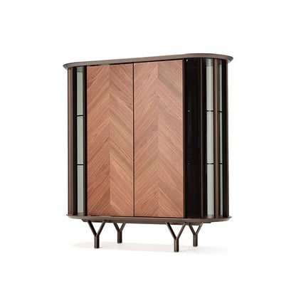 Modern wooden sideboard with transparent glass side