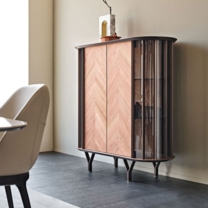 Modern wooden sideboard with transparent glass side