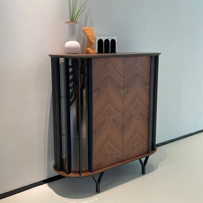 Modern wooden sideboard with transparent glass side