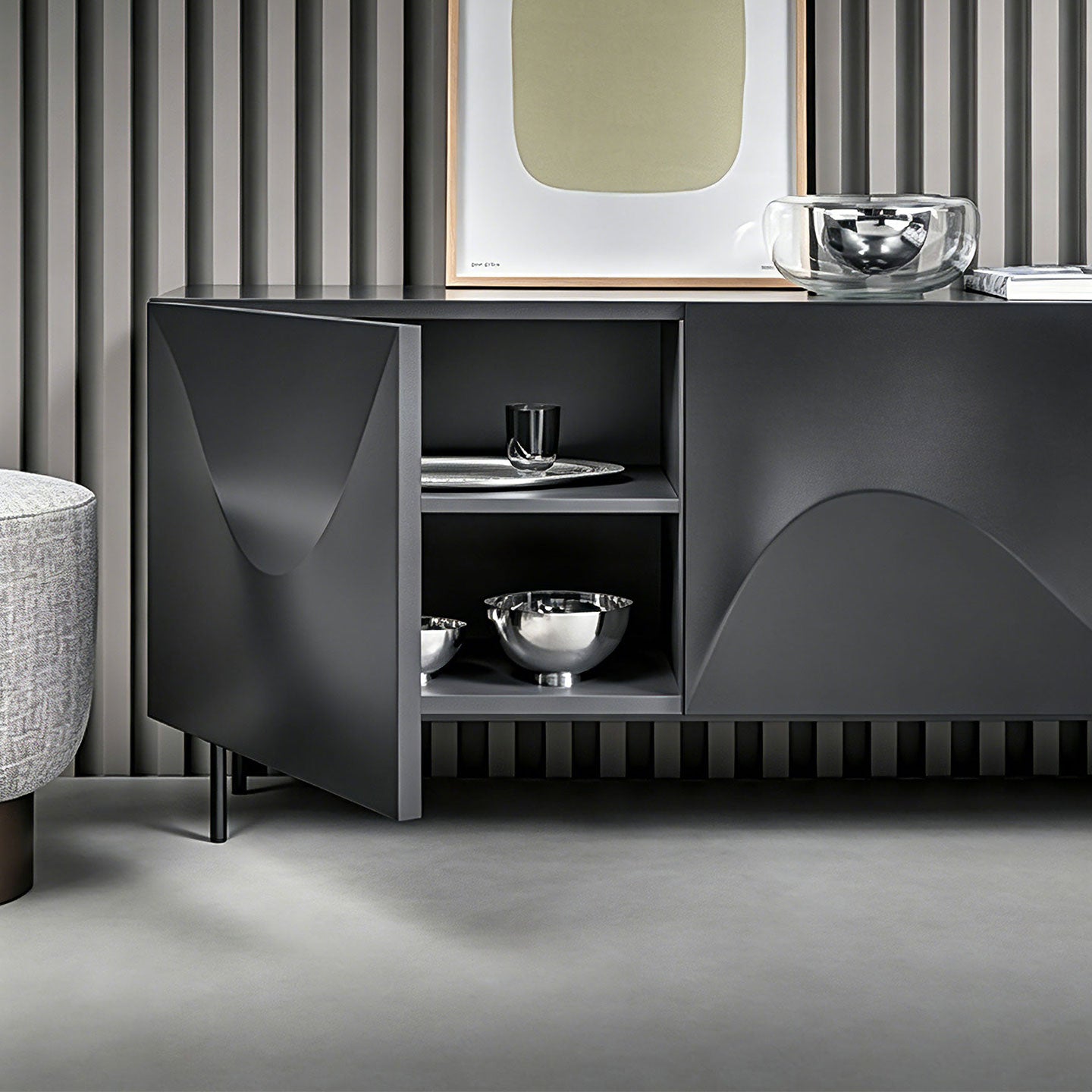 Wavy Front Sideboard | Modern Sculptural Storage Cabinet