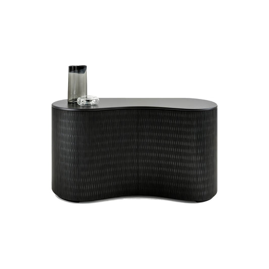 Black Small Curved Wood Sideboard  , 2 Hinged Doors