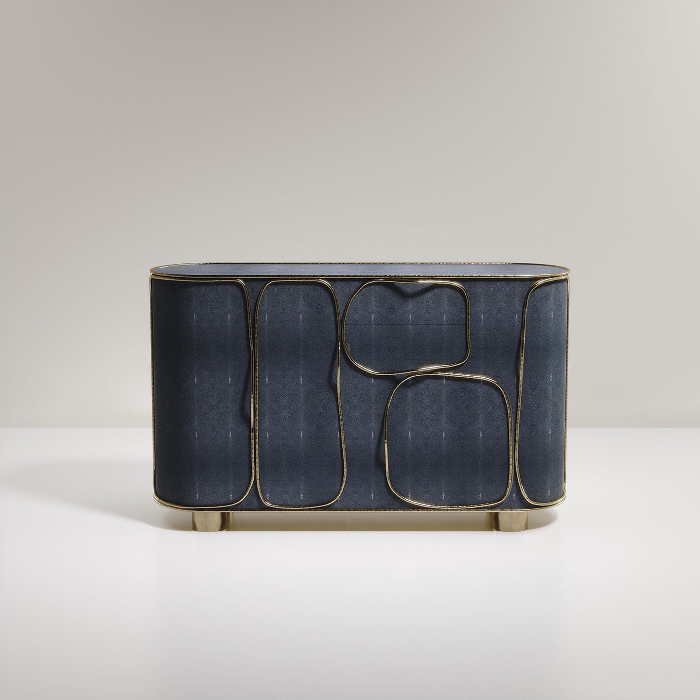 Parchment Buffet with Bronze-Patina Brass Details