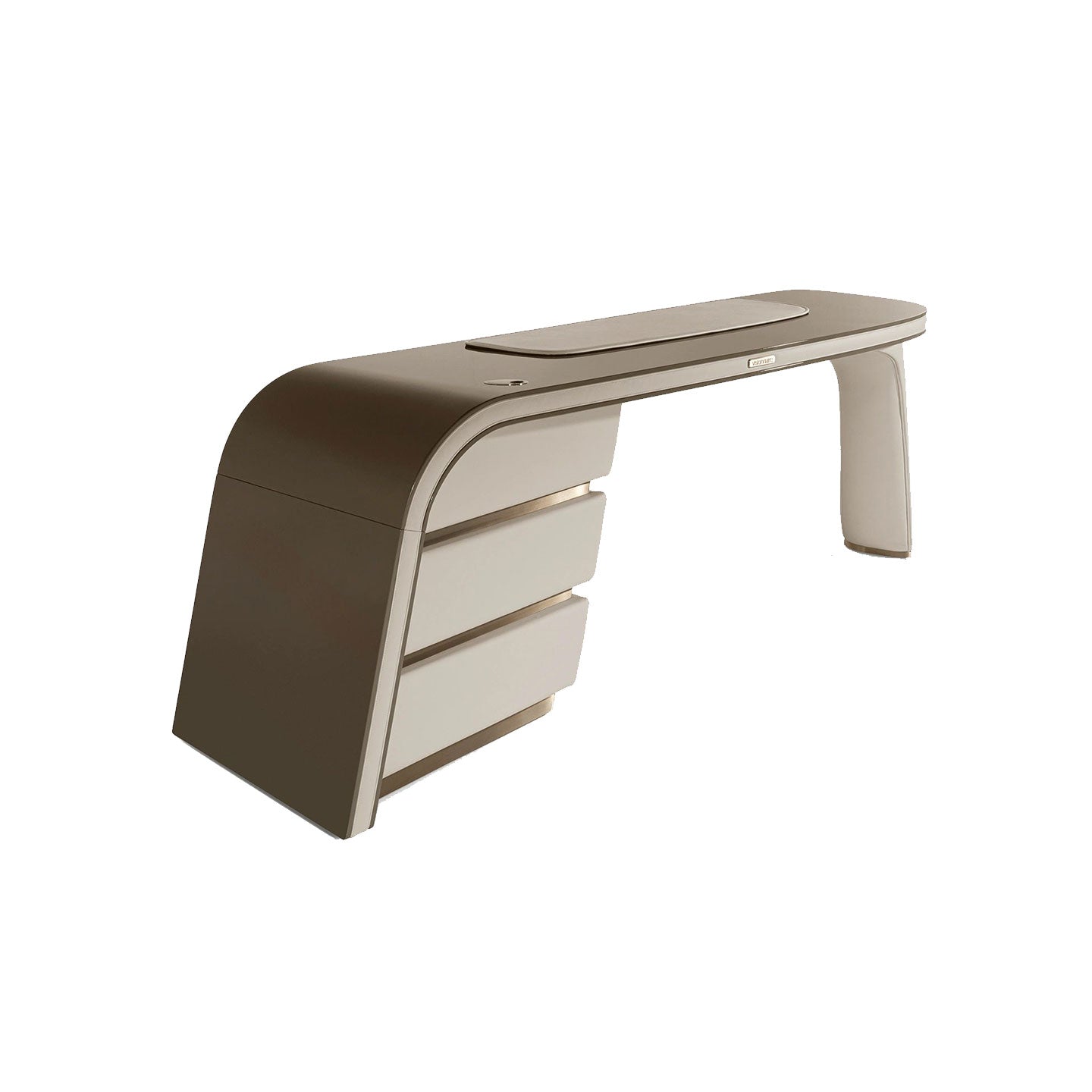 Luxury designer desk for villa studies & executive offices, tiered drawers with delicate metal trim