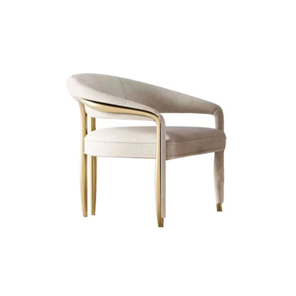 Luxury Curved Brass Frame Fabric Upholstered Dining Arm Chair