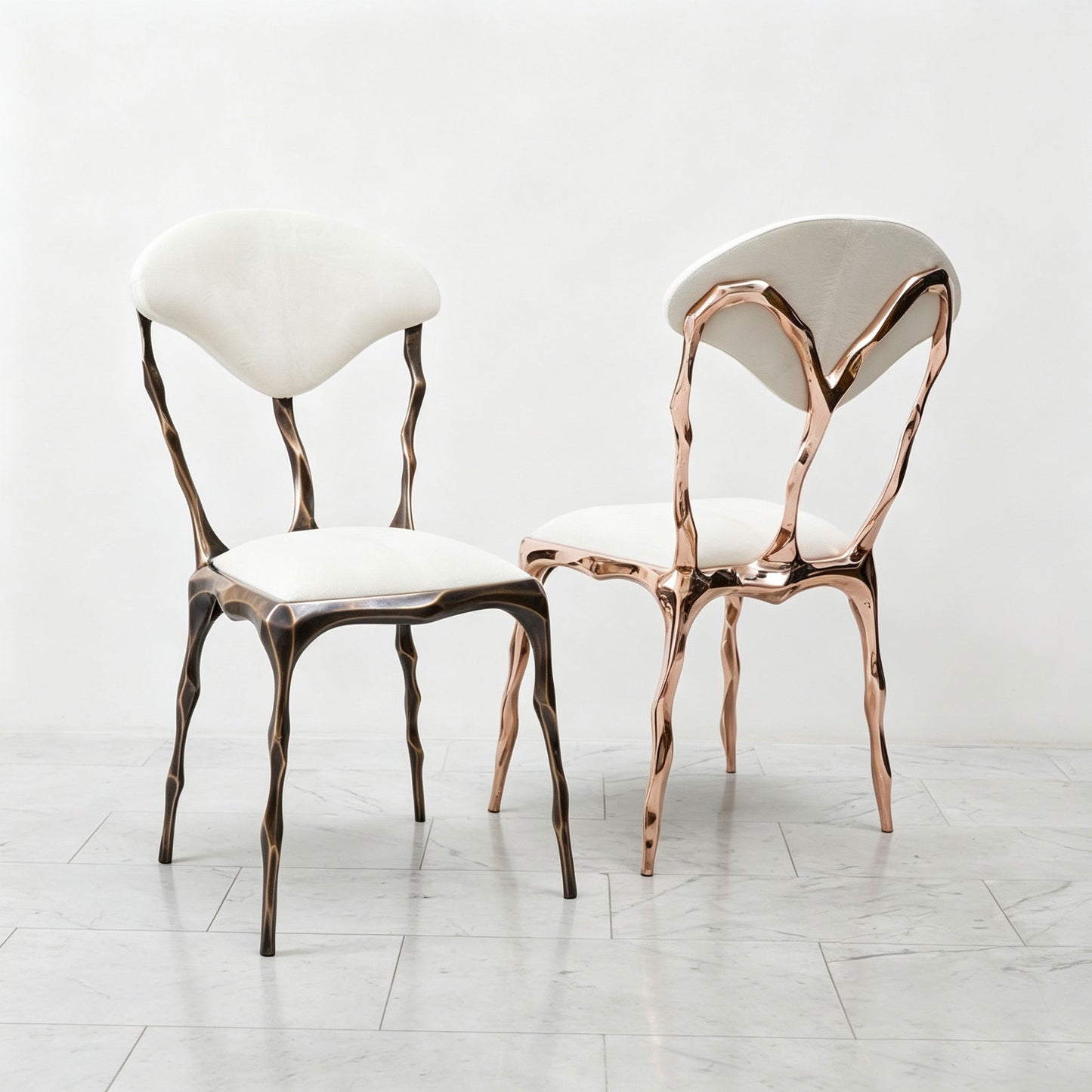 Faceted Bronze Patina Dining Chair