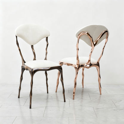 Faceted Bronze Patina Dining Chair