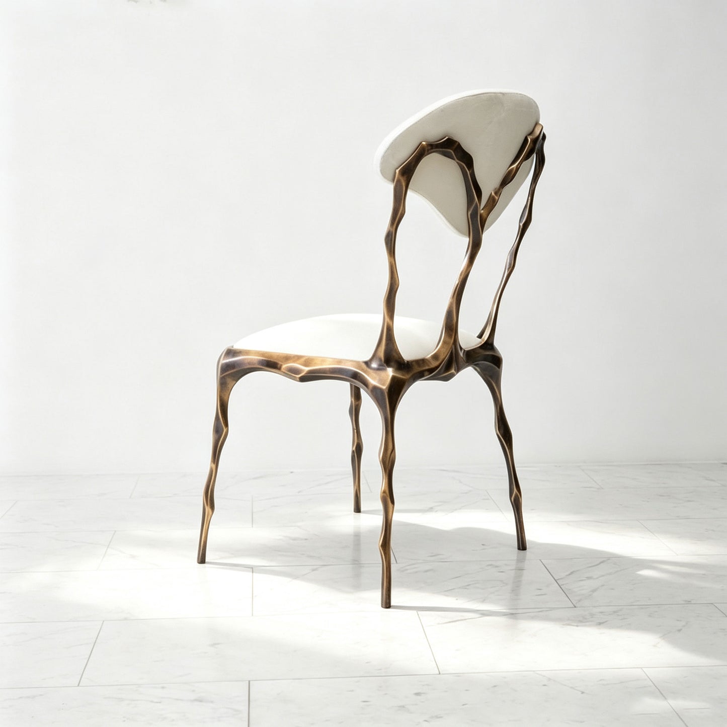 Faceted Bronze Patina Dining Chair