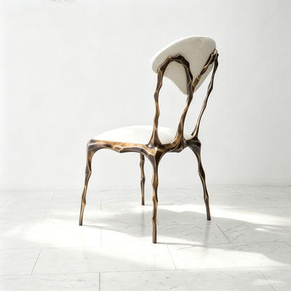 Faceted Bronze Patina Dining Chair