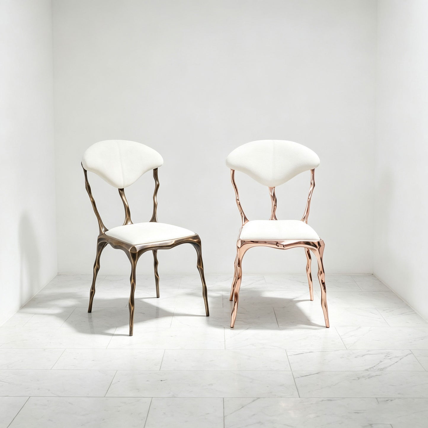 Faceted Bronze Patina Dining Chair