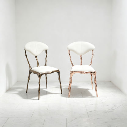 Faceted Bronze Patina Dining Chair