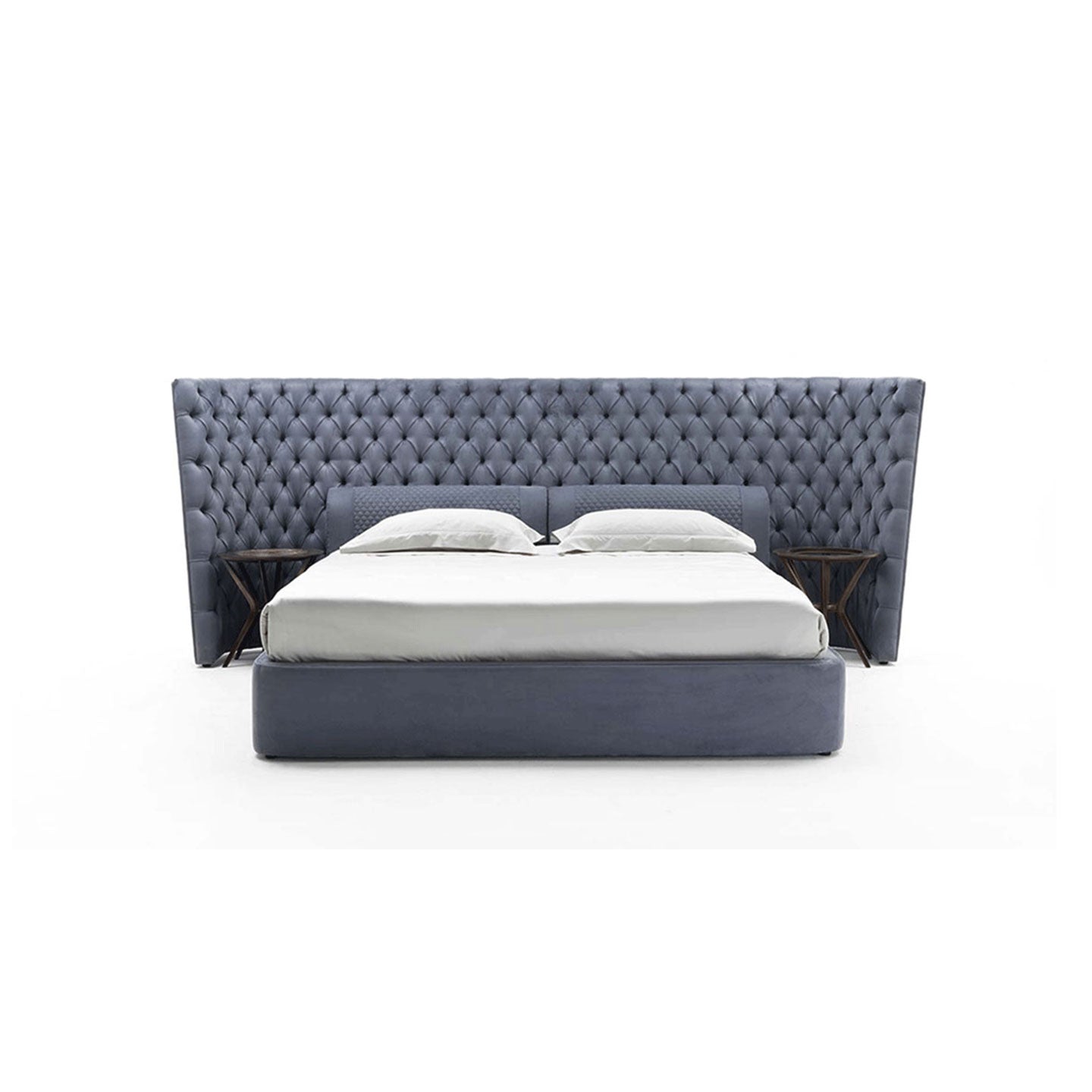 Extra Wide Wing Tufted Upholstered Bed, Chesterfield Button Tuft Luxury Bed Frame