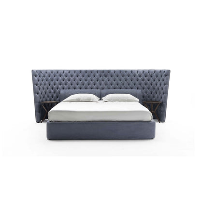 Extra Wide Wing Tufted Upholstered Bed, Chesterfield Button Tuft Luxury Bed Frame