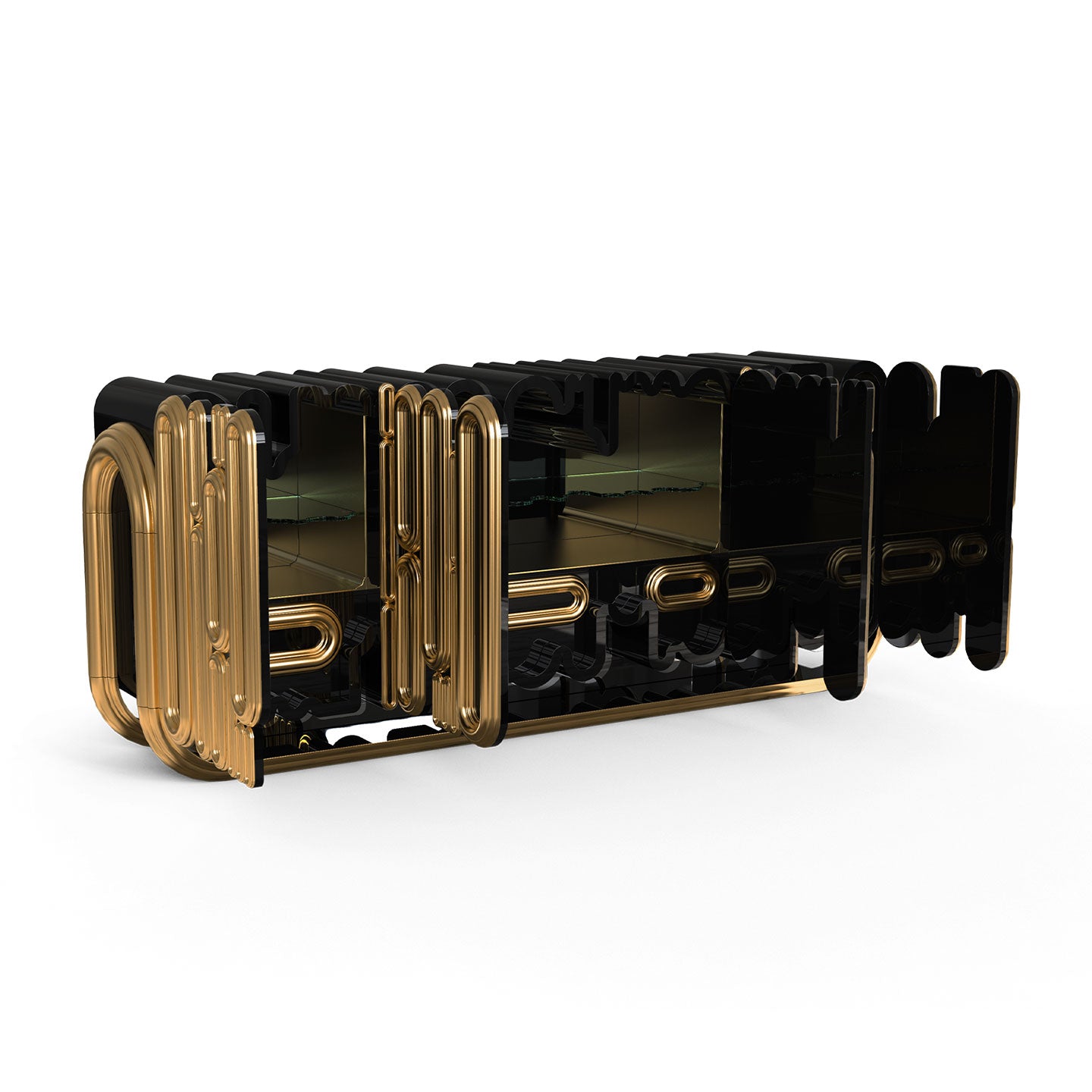 Art Deco Gold & Black Sideboard, Luxury Modern Credenza