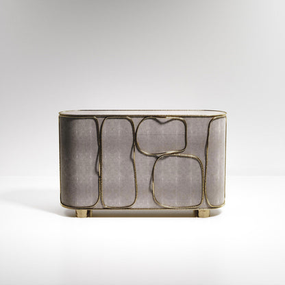 Parchment Buffet with Bronze-Patina Brass Details
