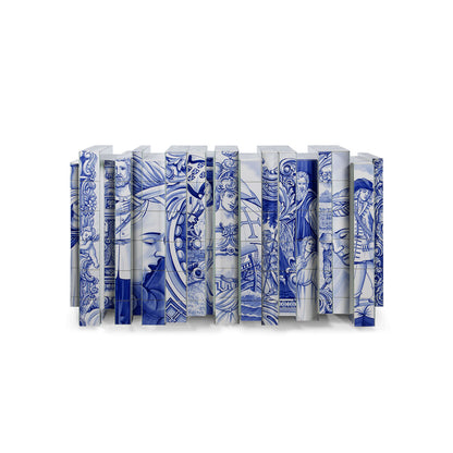Hand-Painted Azulejo Art Sideboard | Brown 3D Sculptural Cabinet