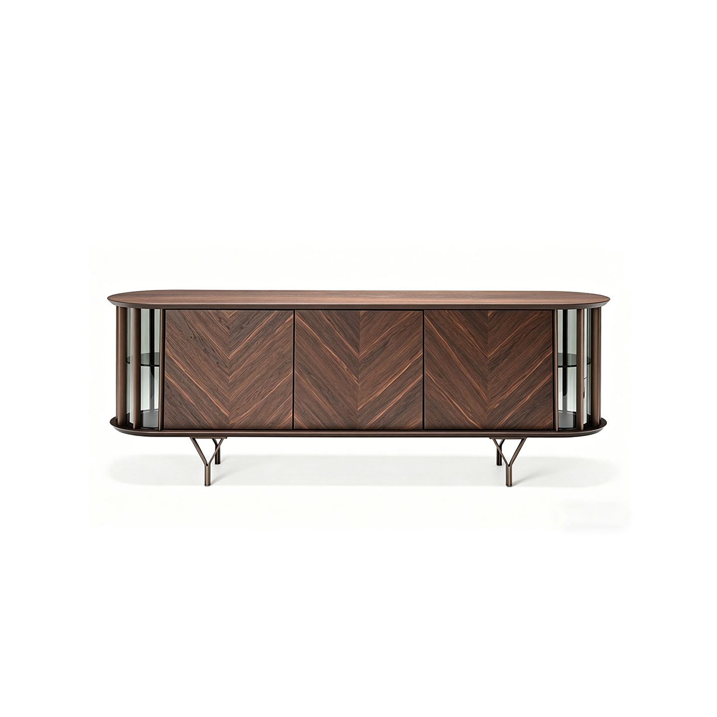 Wood Sideboard | Modern Glass Display Cabinet