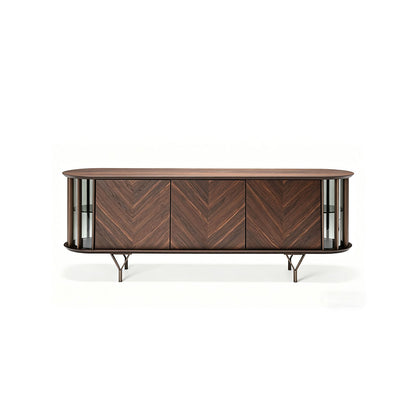 Wood Sideboard | Modern Glass Display Cabinet