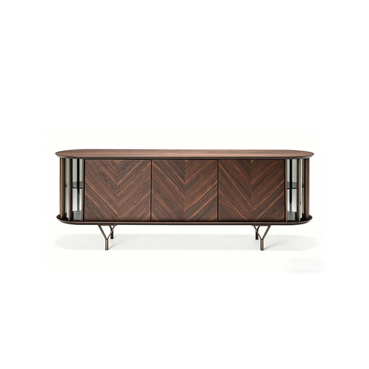 Wood Sideboard | Modern Glass Display Cabinet