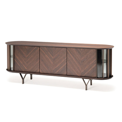 Wood Sideboard | Modern Glass Display Cabinet
