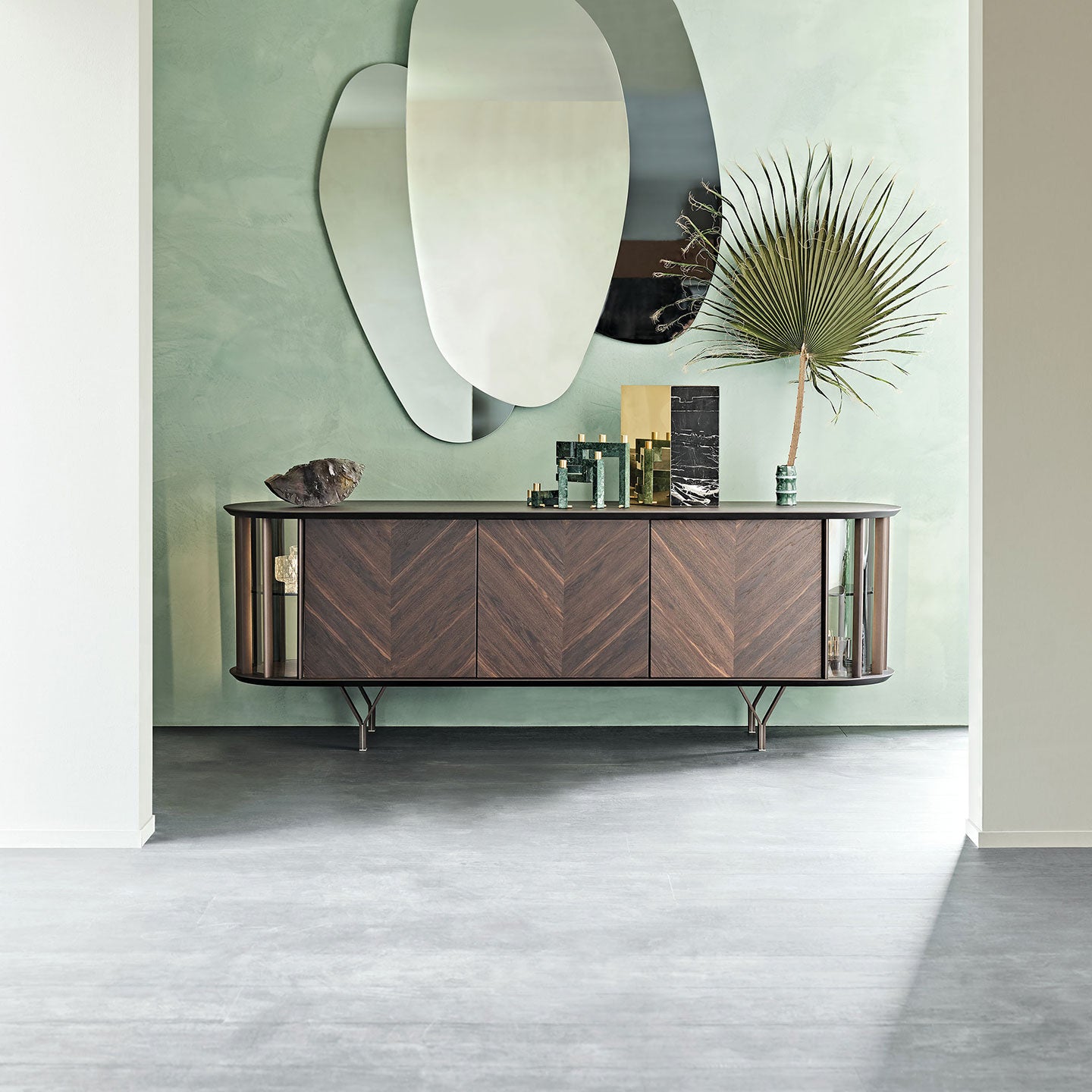 Wood Sideboard | Modern Glass Display Cabinet