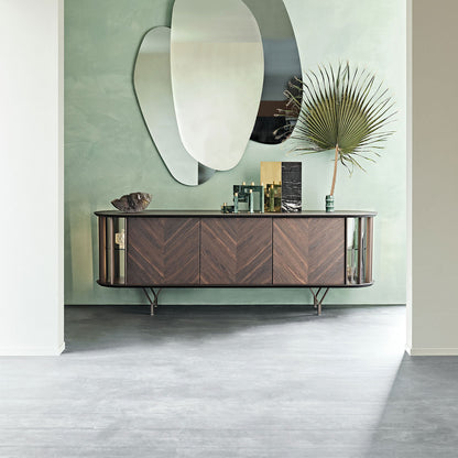Wood Sideboard | Modern Glass Display Cabinet