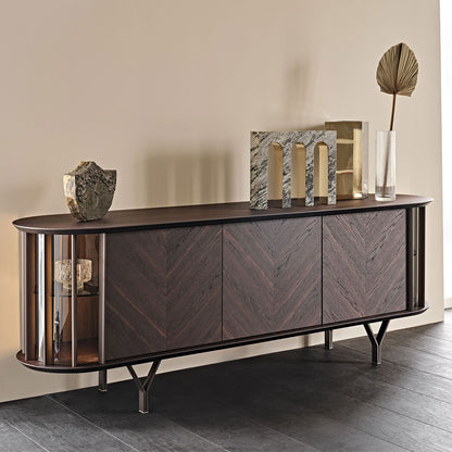 Wood Sideboard | Modern Glass Display Cabinet