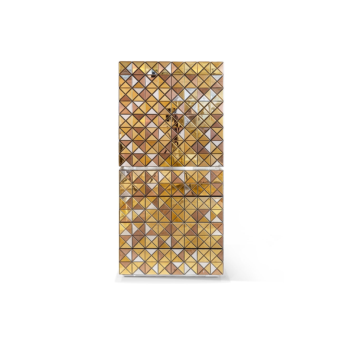 Geometric Multicolor Triangle Mosaic Cabinet, Vertical Luxury Mosaic Storage Sideboard