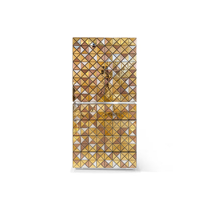 Geometric Multicolor Triangle Mosaic Cabinet, Vertical Luxury Mosaic Storage Sideboard