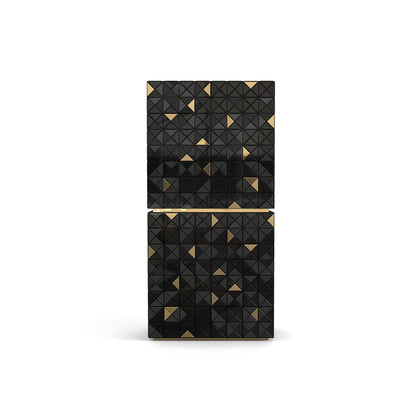 Geometric Multicolor Triangle Mosaic Cabinet, Vertical Luxury Mosaic Storage Sideboard