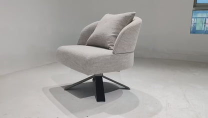 Swivel Accent Chair, Grey Upholstery With Matte Metal Star Base