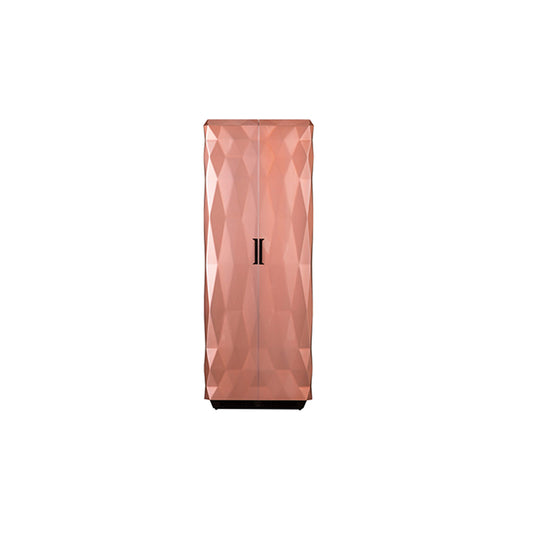Rose Gold Diamond-Cut Mini Bar Cabinet with Luxe Storage