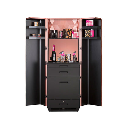 Rose Gold Diamond-Cut Mini Bar Cabinet with Luxe Storage
