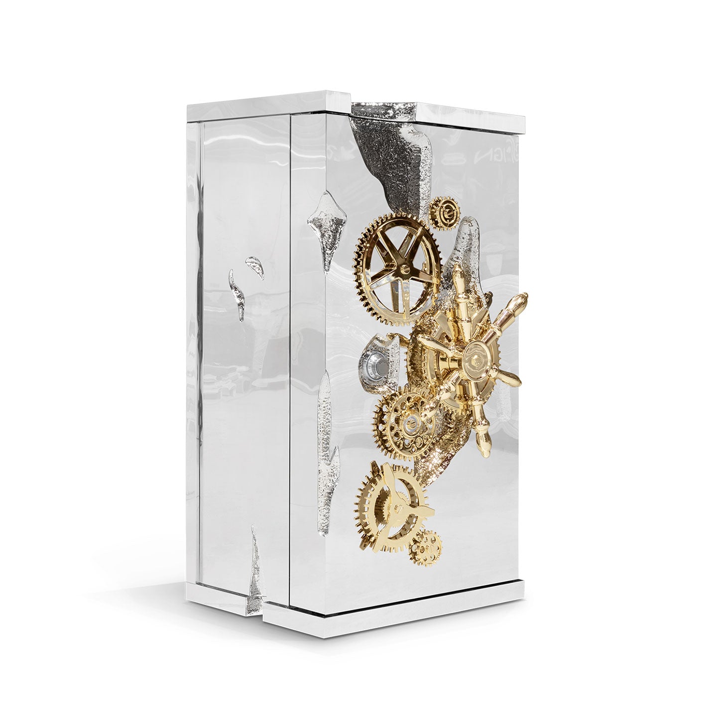 Art Deco Gear Safe, Luxury Stainless Steel Security silvery Cabinet
