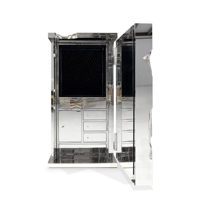 Art Deco Gear Safe, Luxury Stainless Steel Security silvery Cabinet