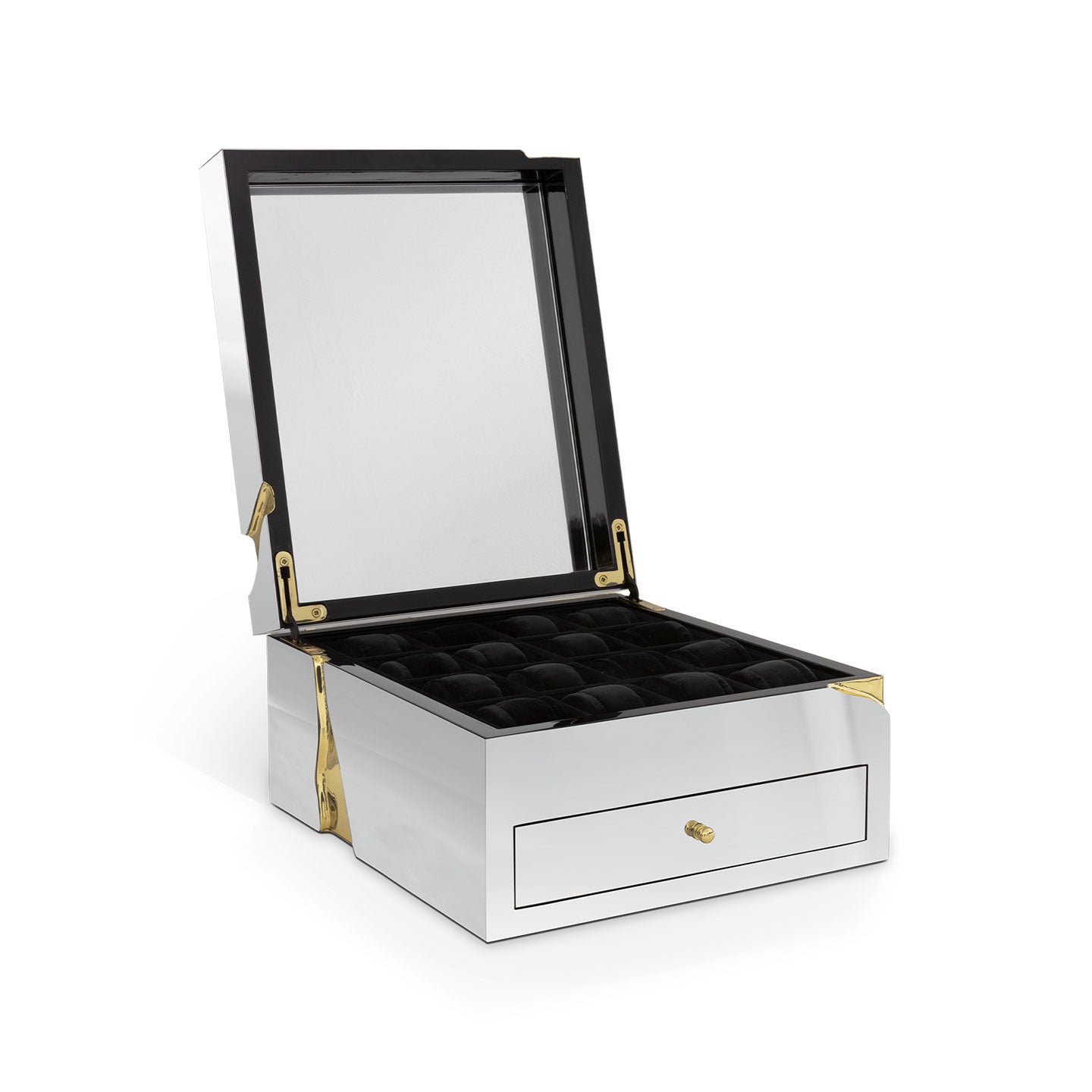Silver & Gold Luxury Watch Box, Premium Jewelry Storage Case