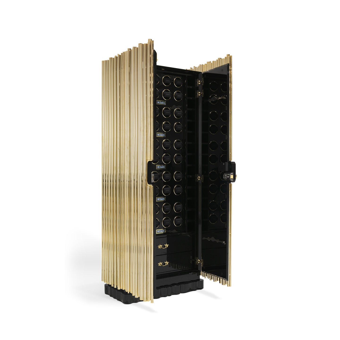 Luxury Gold Watch Winder Safe Cabinet with Auto Rotation