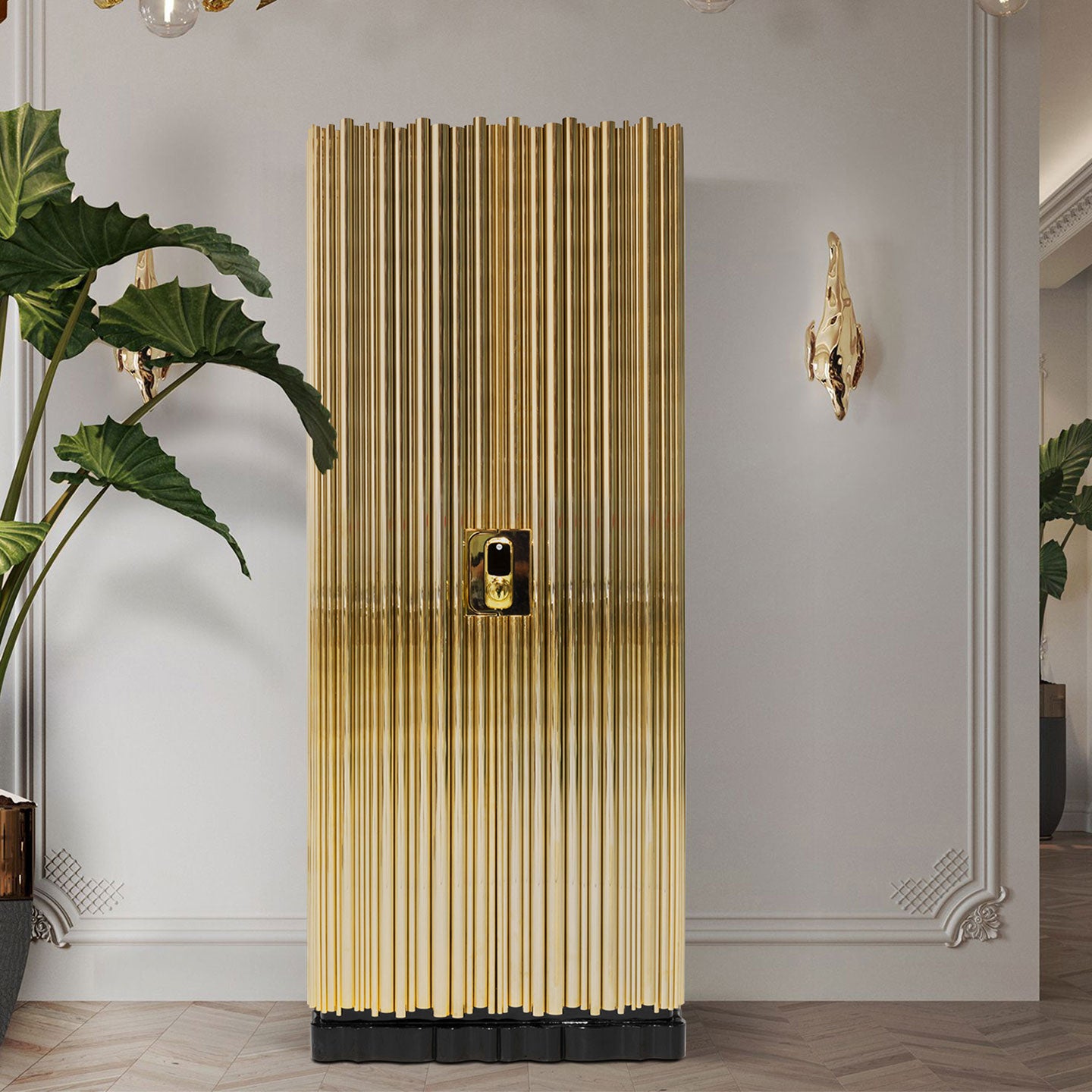 Luxury Gold Watch Winder Safe Cabinet with Auto Rotation
