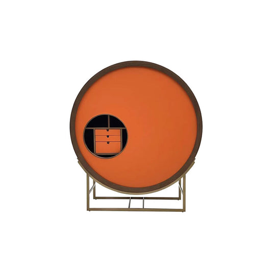 Modern Round Orange Bar Cabinet, Luxury Rotating Wine Storage